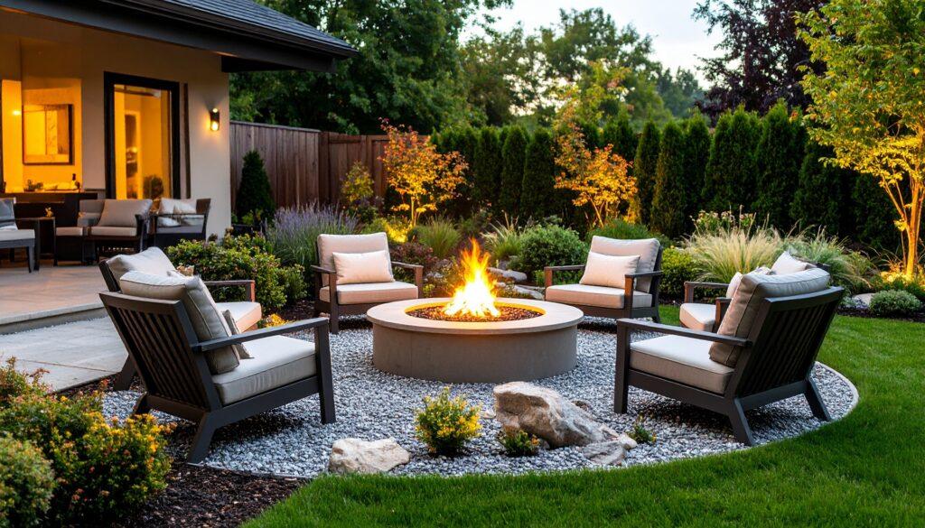 Gemütliche Gartenlounge mit Feuerstelle | Terrassenüberdachung